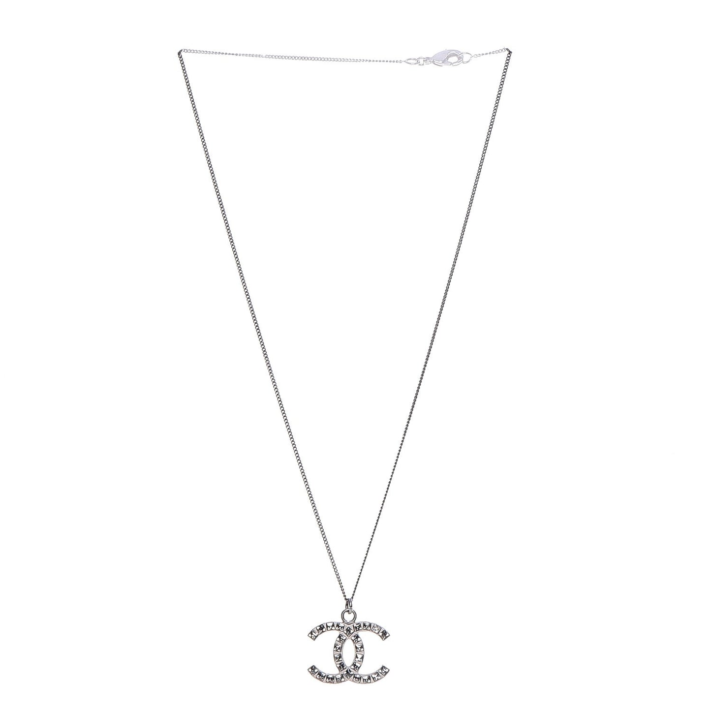 Baguette Crystal CC Necklace Silver