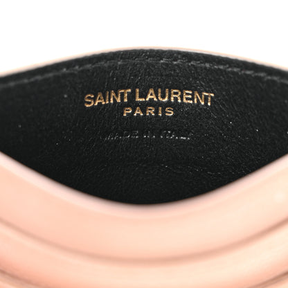 Saint Laurent Grain De Poudre Matelasse Chevron Monogram Credit Card Case Pale Pink 6 of 12