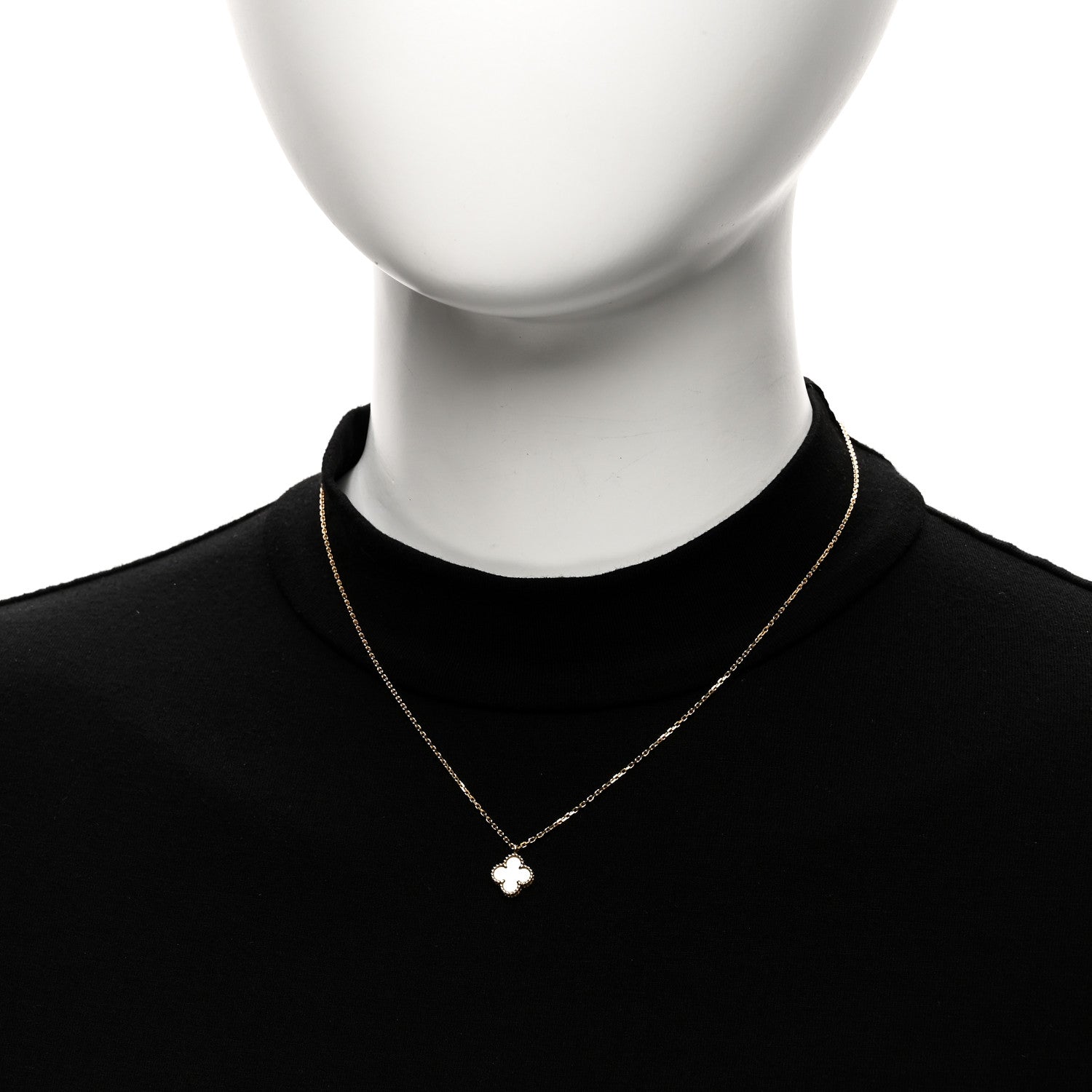 Van Cleef & Arpels 18K Yellow Gold Mother of Pearl Sweet Alhambra Pendant Necklace 2 of 5