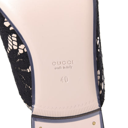 Gucci Lace Malaga Kid Womens Princetown Slippers 40 Black Skin Rose 6 of 7