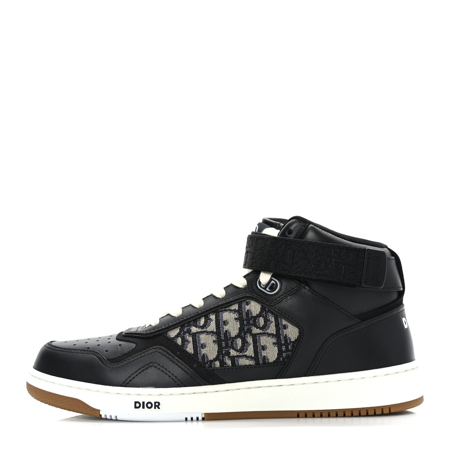 Christian Dior Smooth Calfskin Jacquard Oblique Mens B27 Mid Top Sneakers 43 Black Blue 1 of 7