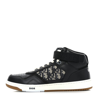 Christian Dior Smooth Calfskin Jacquard Oblique Mens B27 Mid Top Sneakers 43 Black Blue 1 of 7