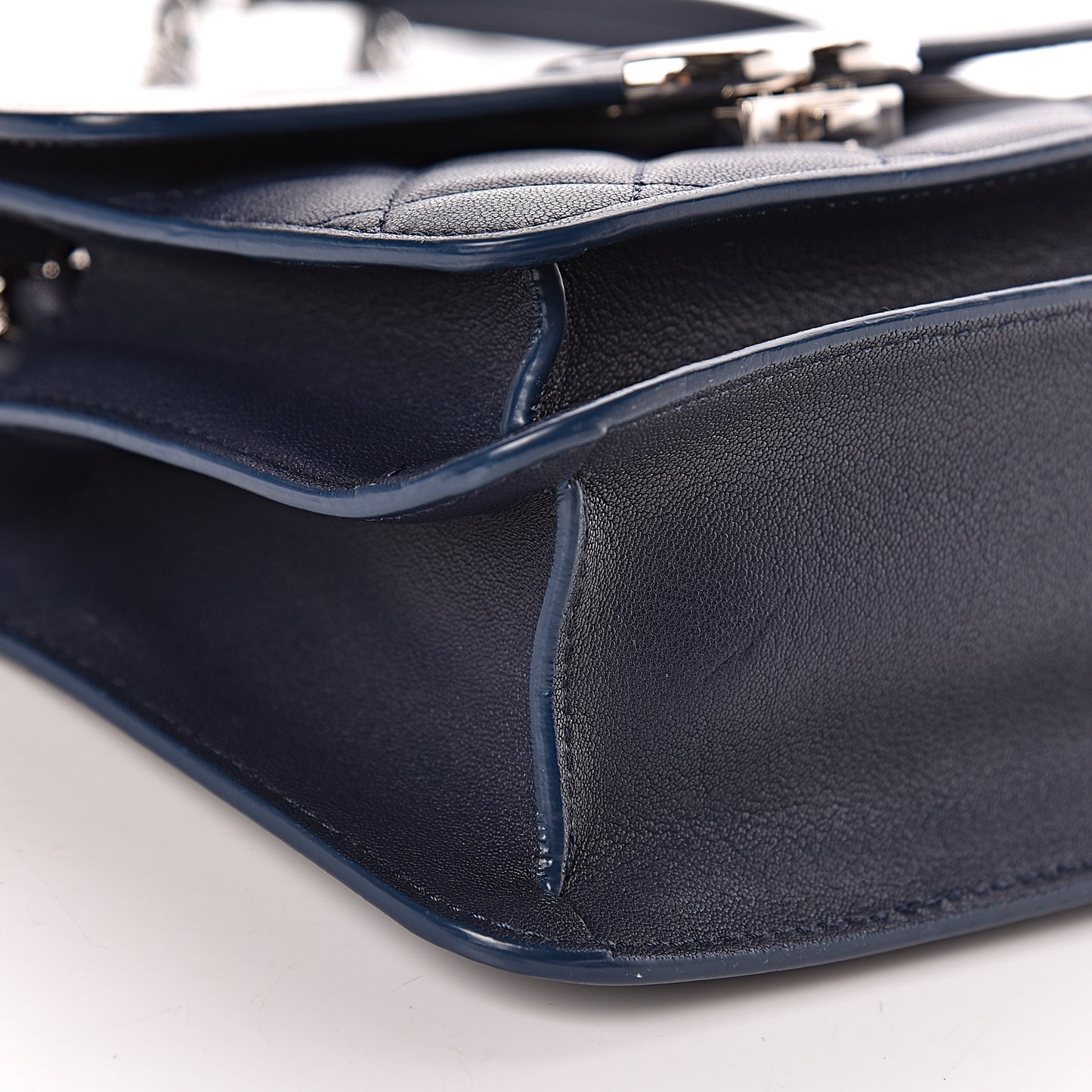 Goatskin Quilted Small CC Box Flap Navy