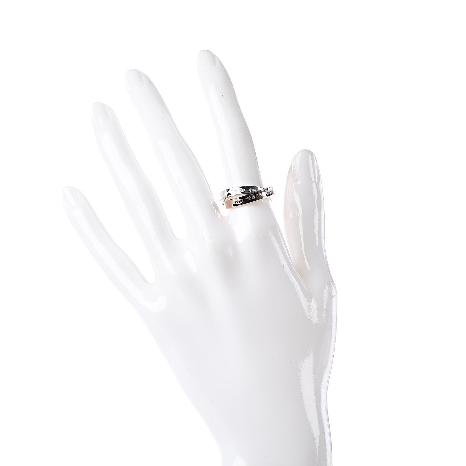 Tiffany Sterling Silver Rubedo 1837 Interlocking Circles Ring 50 5.25 2 of 4