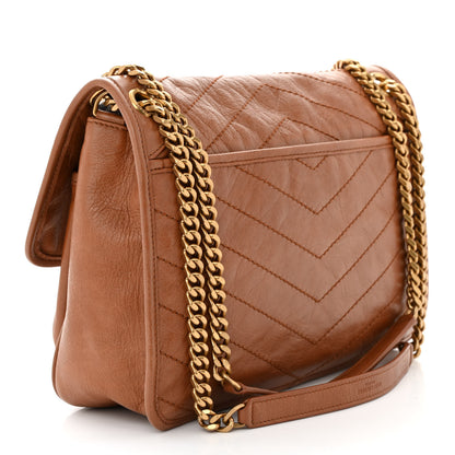 Saint Laurent Crinkled Calfskin Matelasse Monogram Medium Niki Chain Satchel Caramel 3 of 11
