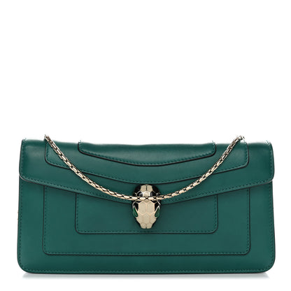 Bulgari Calfskin Serpenti Forever Flap Clutch Emerald Green 1 of 12