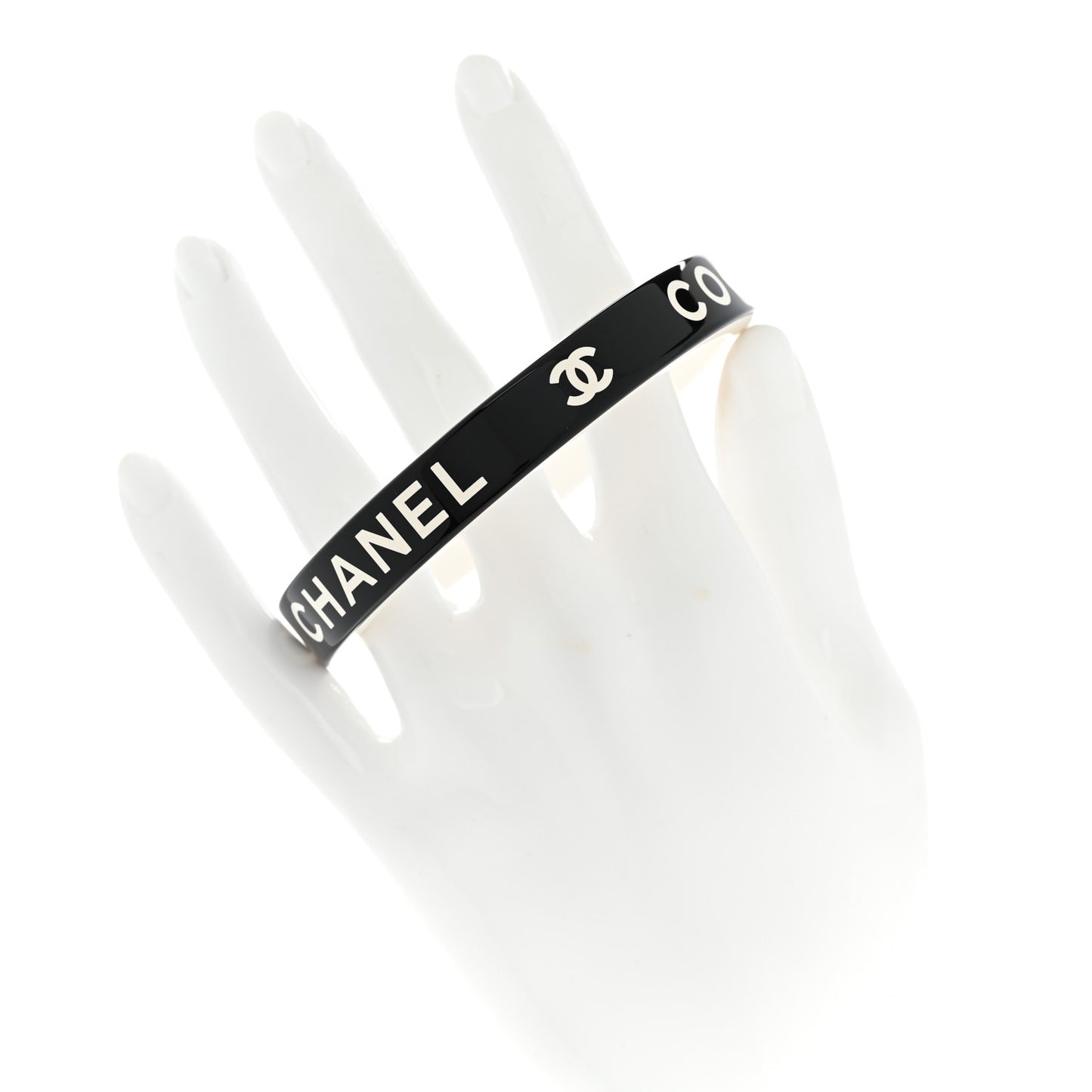 Resin Logo Bangle Bracelet Black White