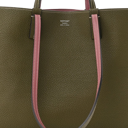 Moynat Taurillon Blush Calfskin Reversible Tote Dark Green Pink 12 of 16