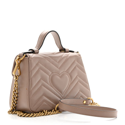Gucci Calfskin Matelasse Mini GG Marmont Top Handle Shoulder Bag Porcelain Rose 3 of 15