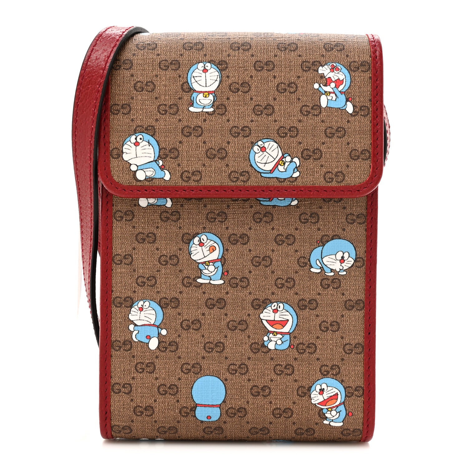 Gucci X DORAEMON Mini Vintage GG Supreme Monogram Mini Crossbody Bag Beige Cherry Red 1 of 12