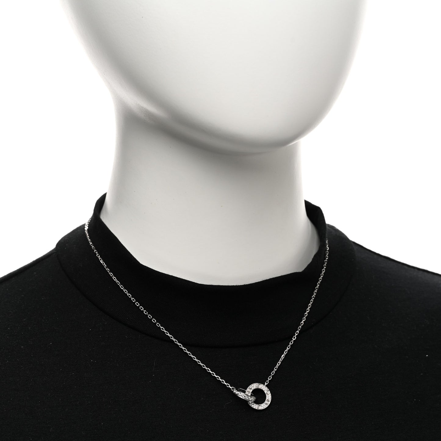 18K White Gold Diamond Interlocking LOVE Paved Necklace