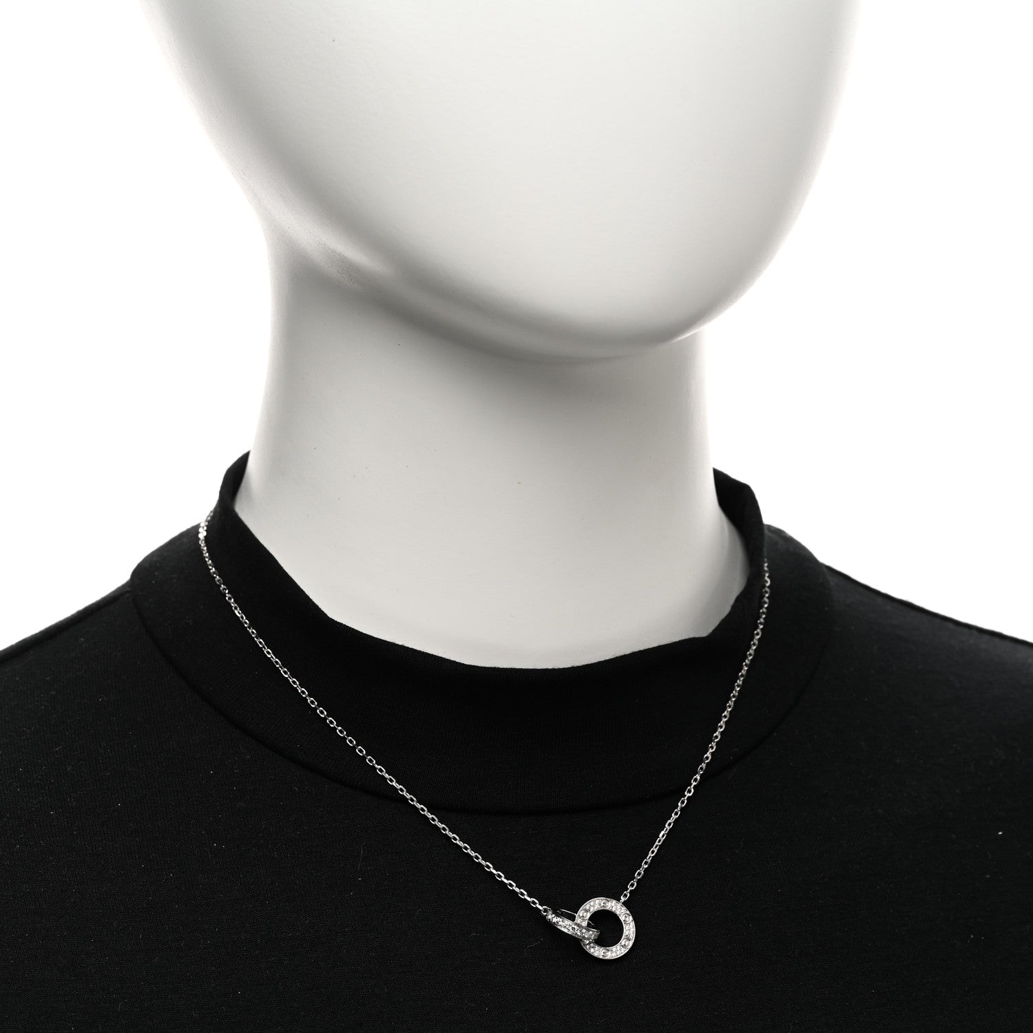 Cartier 18K White Gold Diamond Interlocking LOVE Paved Necklace 2 of 5