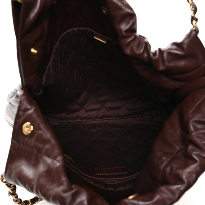 Chanel Shiny Calfskin Quilted Small Chanel 22 Dark Brown 6 of 11