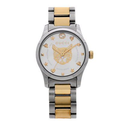 Gucci Stainless Steel 38mm G-Timeless Two Tone Cat Quartz Watch 1 of 5