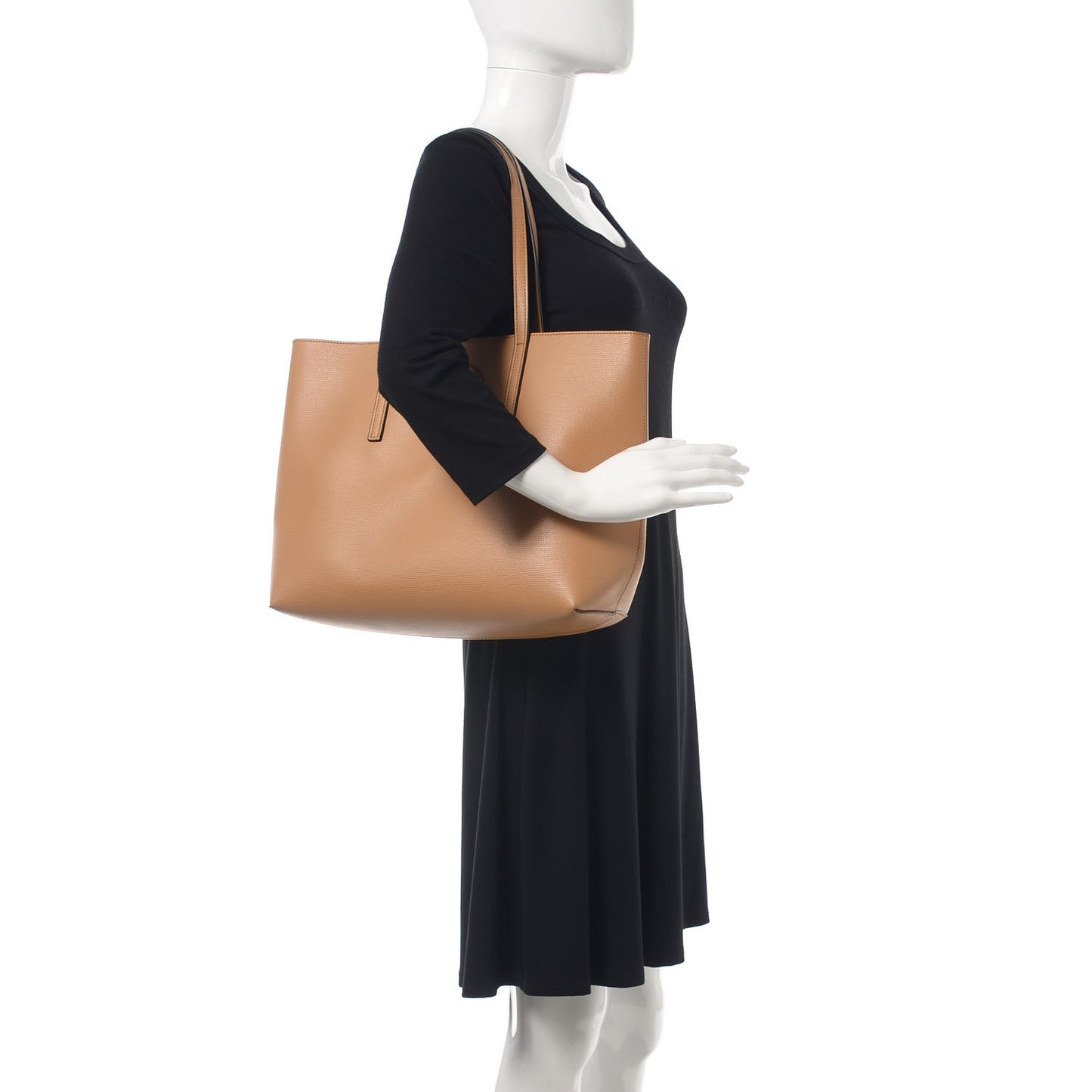 Vitello Vienna Enamel F is Fendi Shopping Tote Miele Scuro Taupe