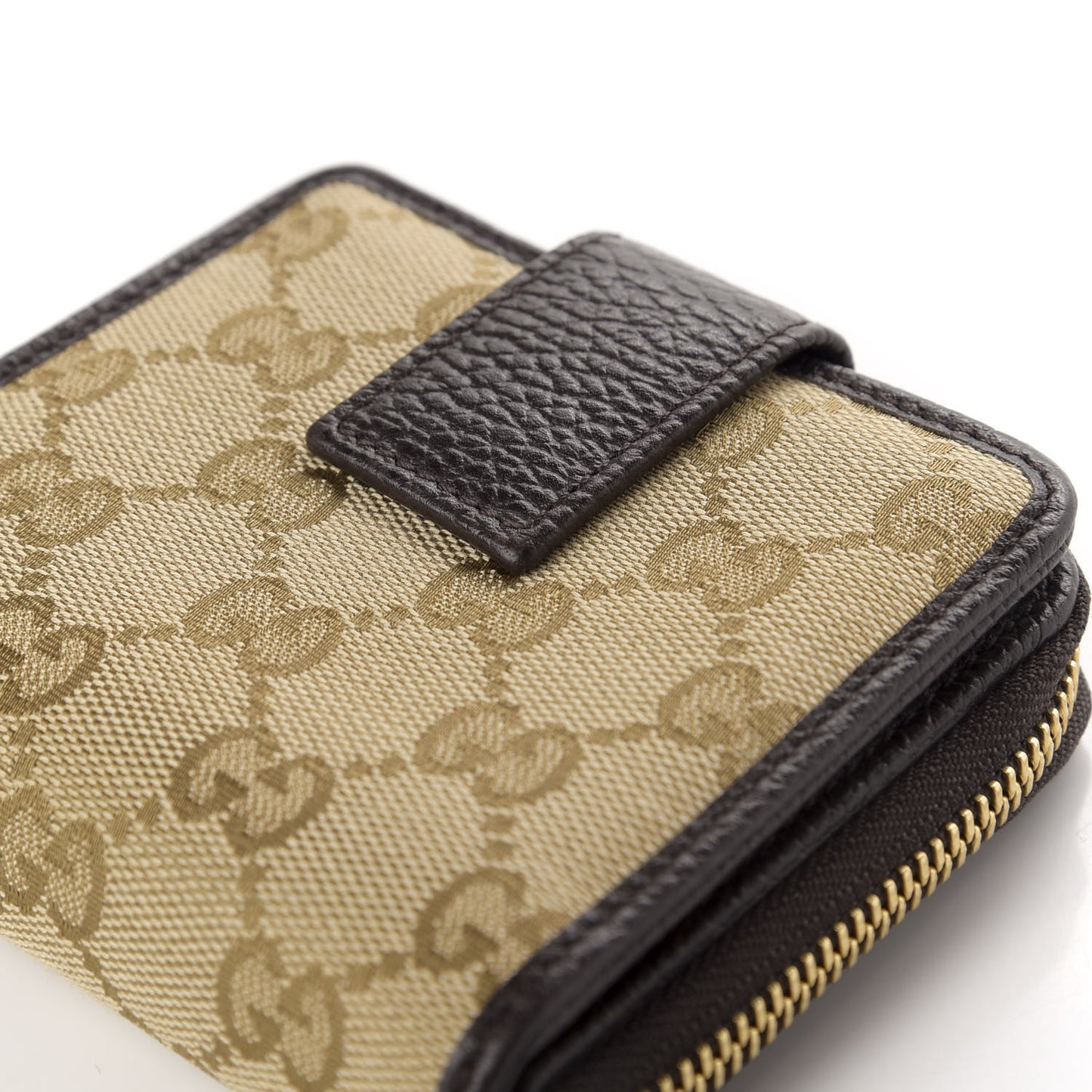 Monogram Zip Around French Flap Wallet Brown