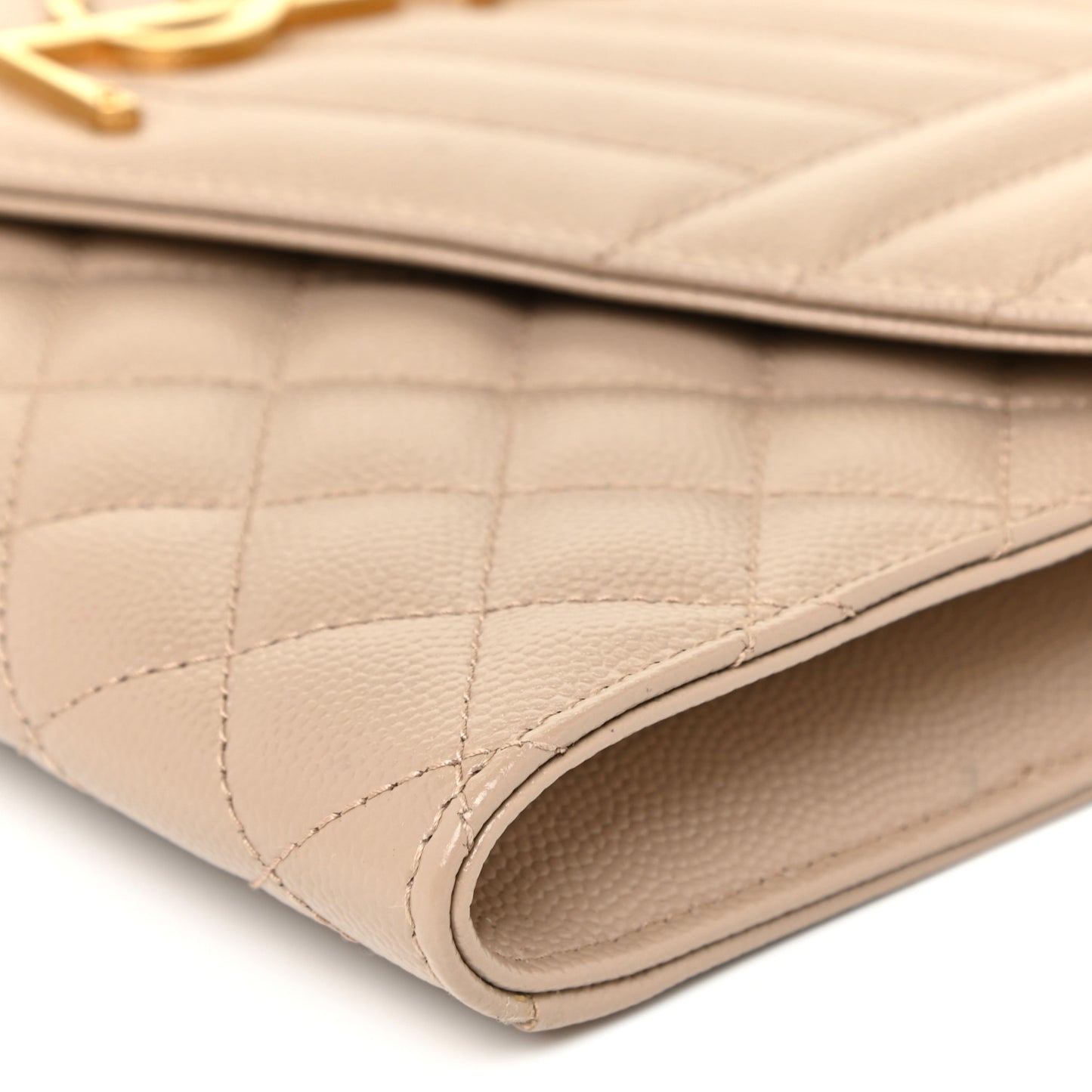Grain De Poudre Textured Mixed Matelasse Triquilt Monogram Clutch Dark Beige