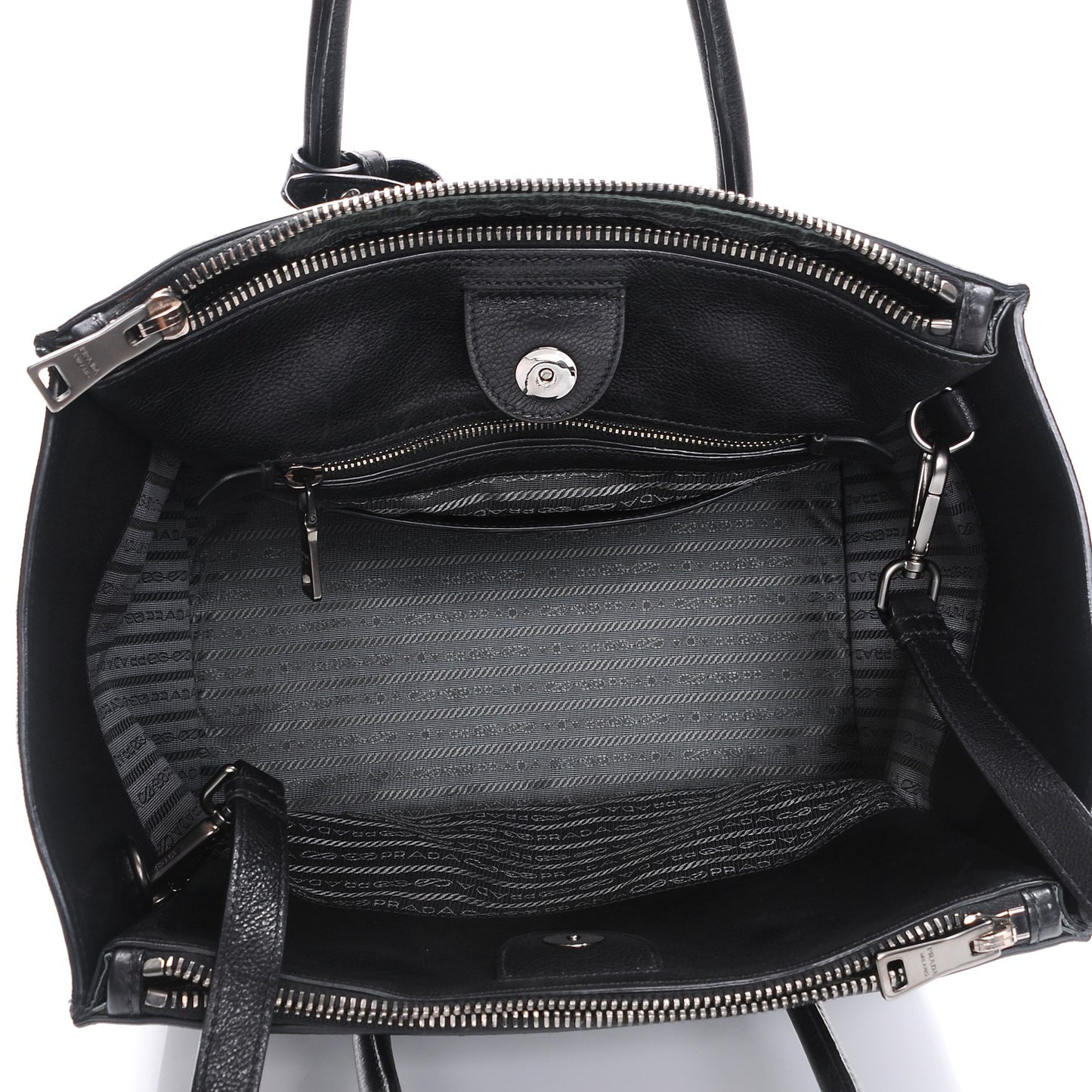 Glace Calf Twin Pocket Tote Nero Black