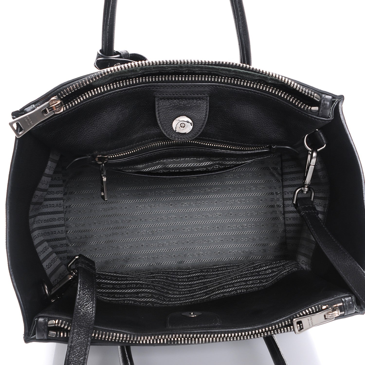 Prada Glace Calf Twin Pocket Tote Nero Black 6 of 8