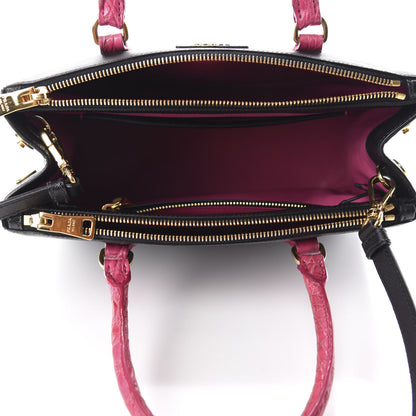 Prada Saffiano Crocodile Small Galleria Double Zip Tote Black 6 of 11