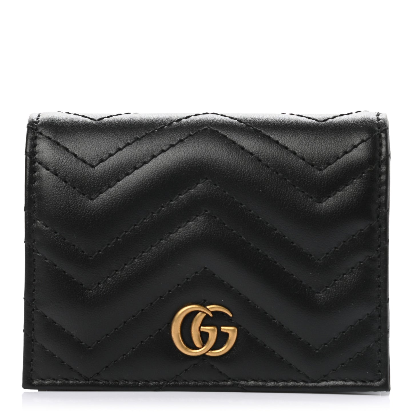 Calfskin Matelasse GG Marmont Card Case Wallet Black