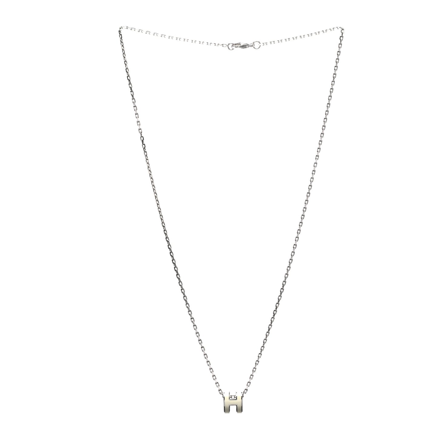 Lacquered Palladium Mini Pop H Pendant Necklace White
