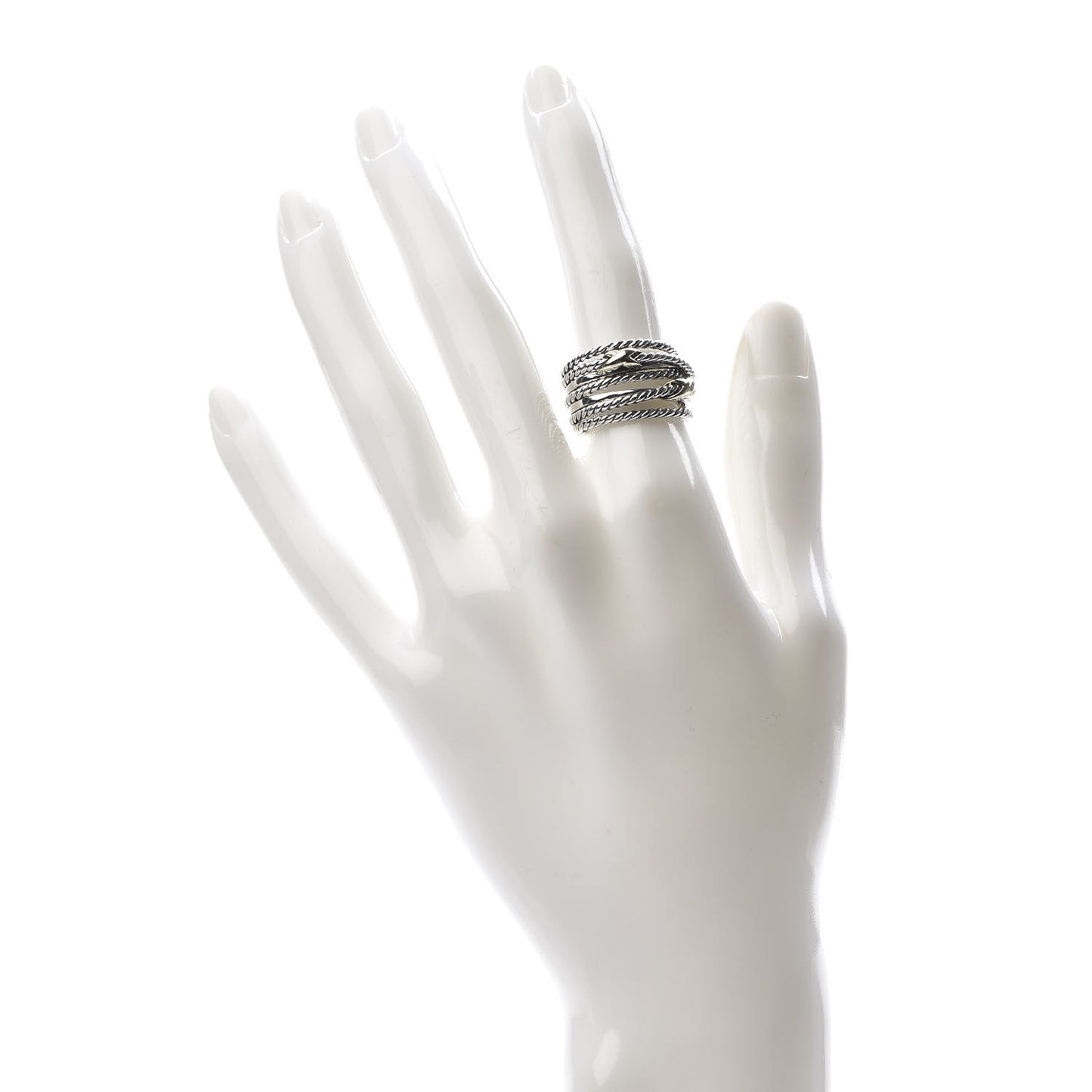 Sterling Silver 18K Yellow Gold Double X Crossover Ring 52 6