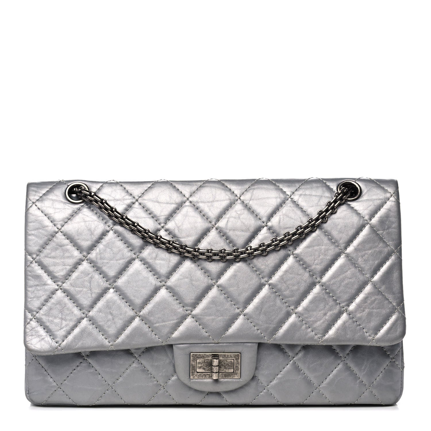 Chanel Metallic Aged Calfskin Quilted 2.55 Reissue 227 Flap Silver 1 of 12