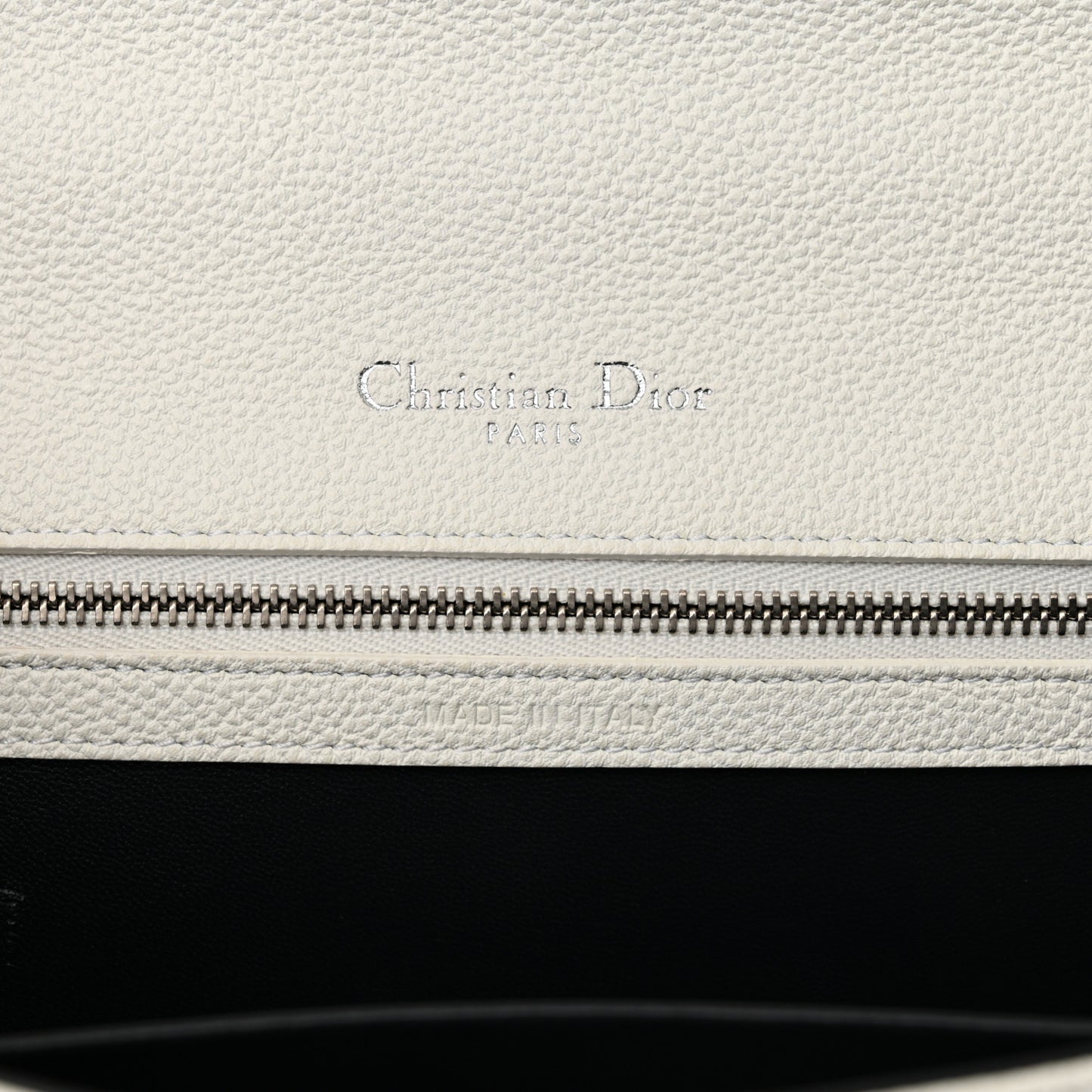 Grained Calfskin Perforated Diorama Flap Bag Latte