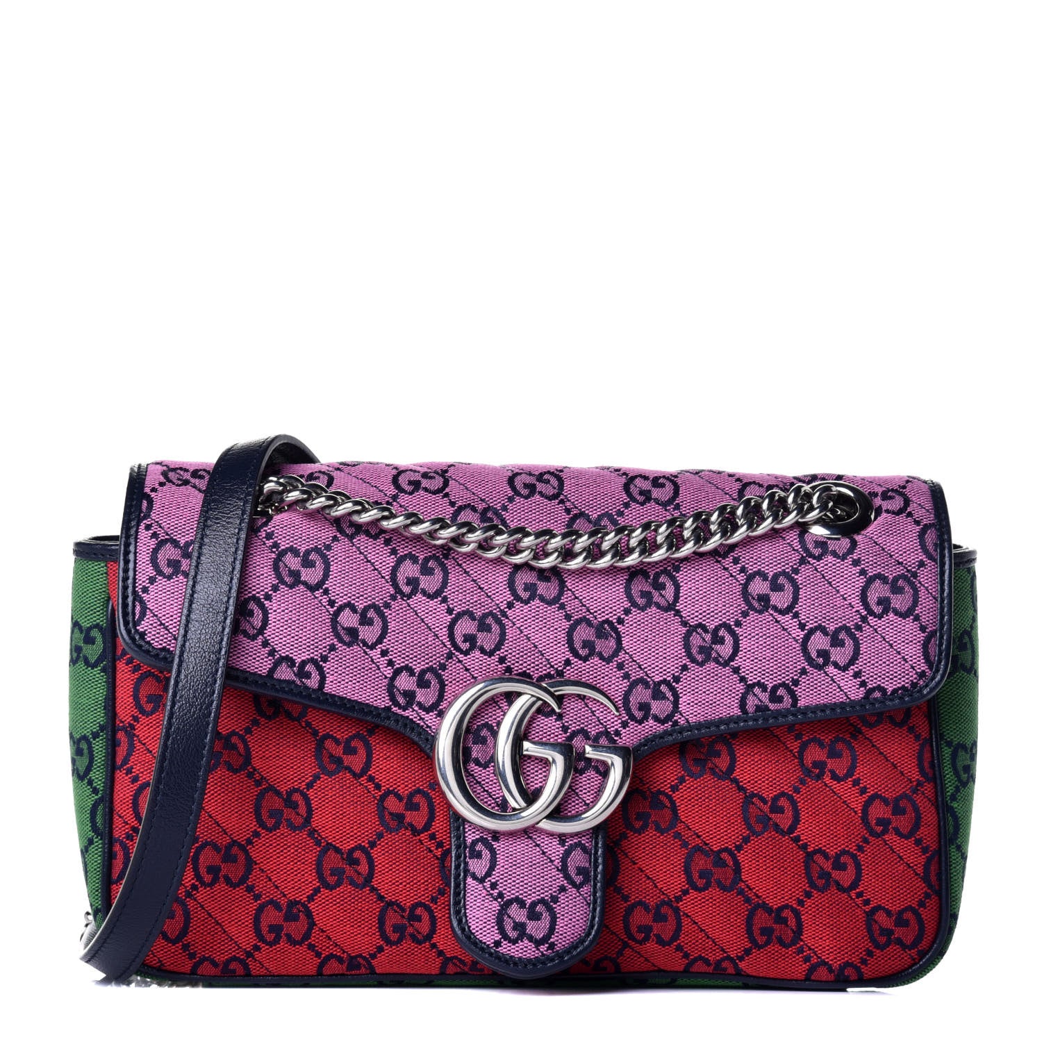 Gucci Monogram Multicolor Matelasse Diagonal Small GG Marmont Shoulder Bag Pink Blue Red Yellow Green 1 of 9