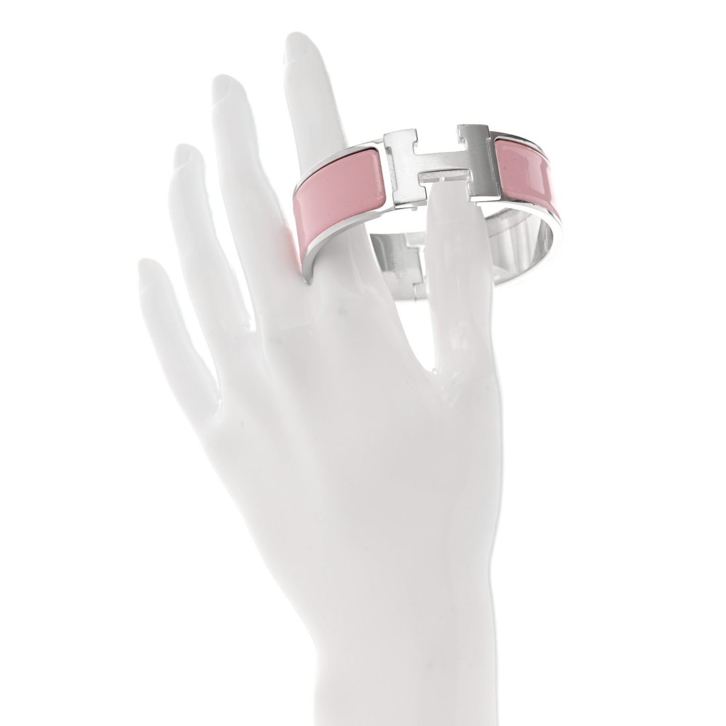Enamel Wide Clic Clac H Bracelet GM Rose Delirium