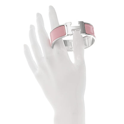 Hermes Enamel Wide Clic Clac H Bracelet GM Rose Delirium 2 of 5