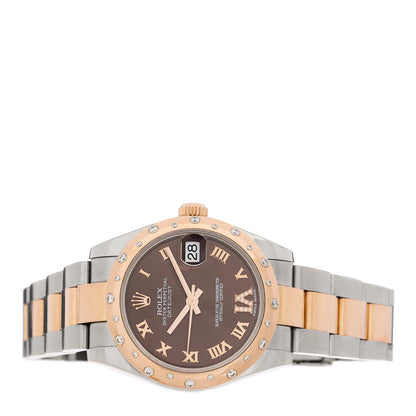 Rolex Stainless Steel 18K Everose Gold Diamond 31mm Oyster Perpetual Datejust Watch Chocolate Roman 178341 2 of 4