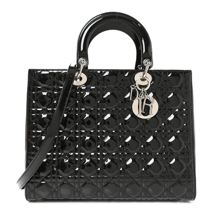 Christian Dior Patent Cannage Large Lady Dior Black 1 of 10