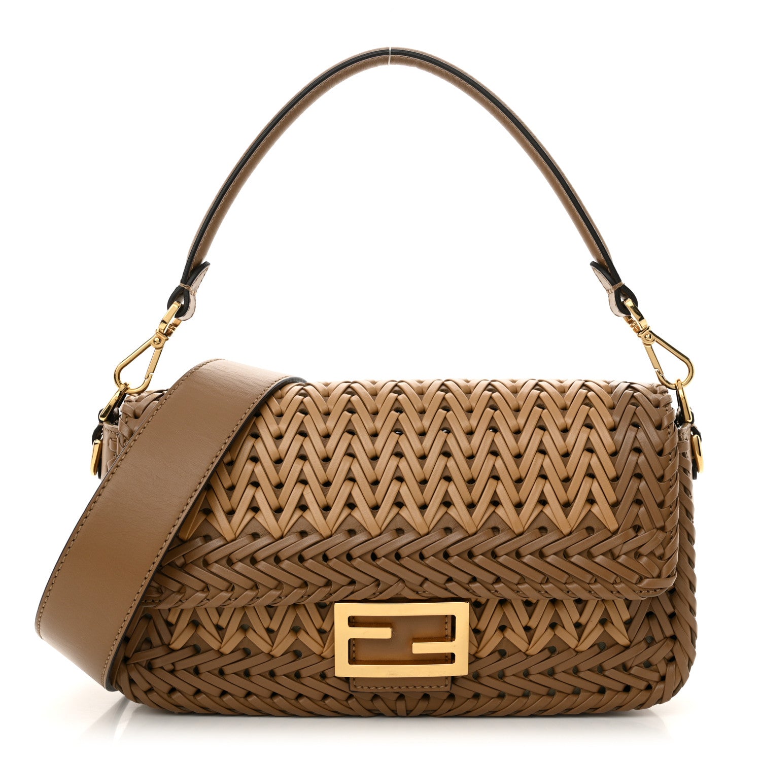 Fendi Vitello King Ceylon Intreccio Baguette  Sand 1 of 11