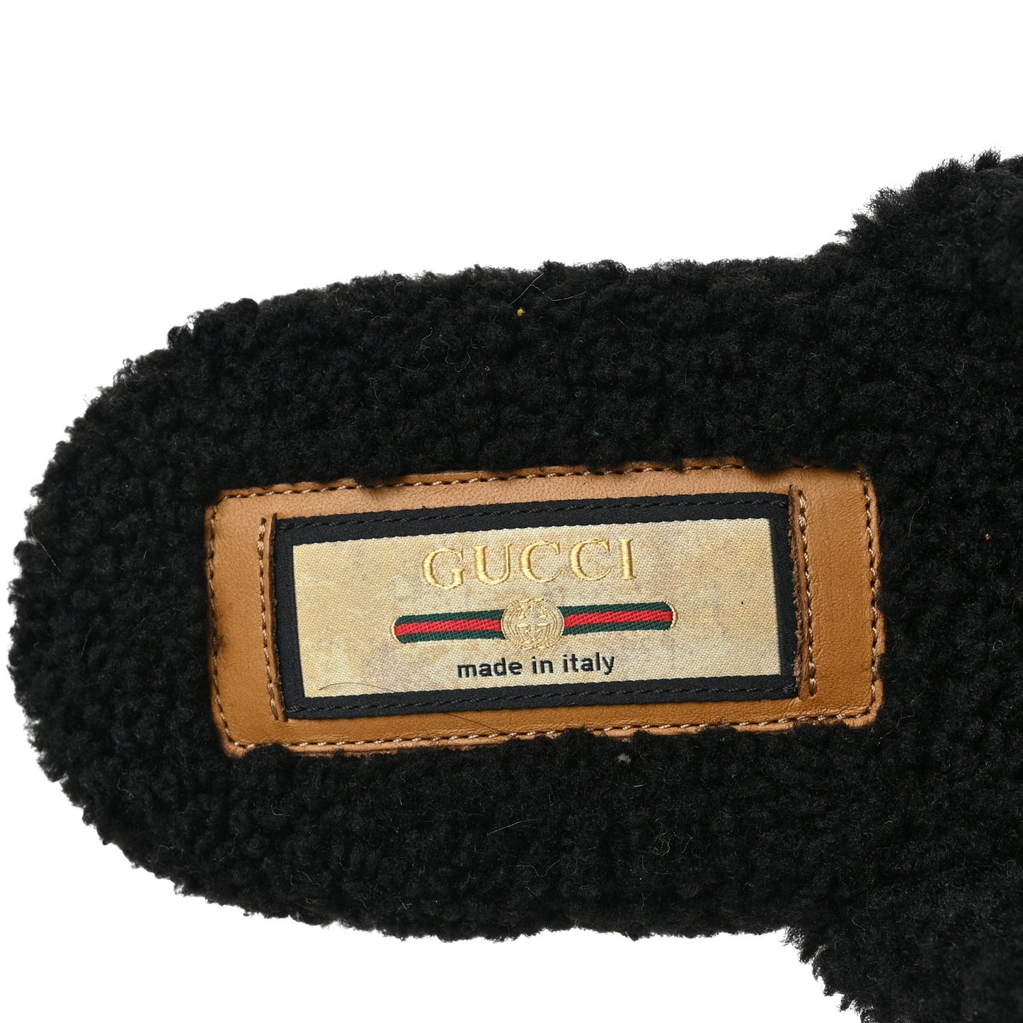 Shearling Interlocking G Womens Eileen Slippers 38.5 Black Butterscotch