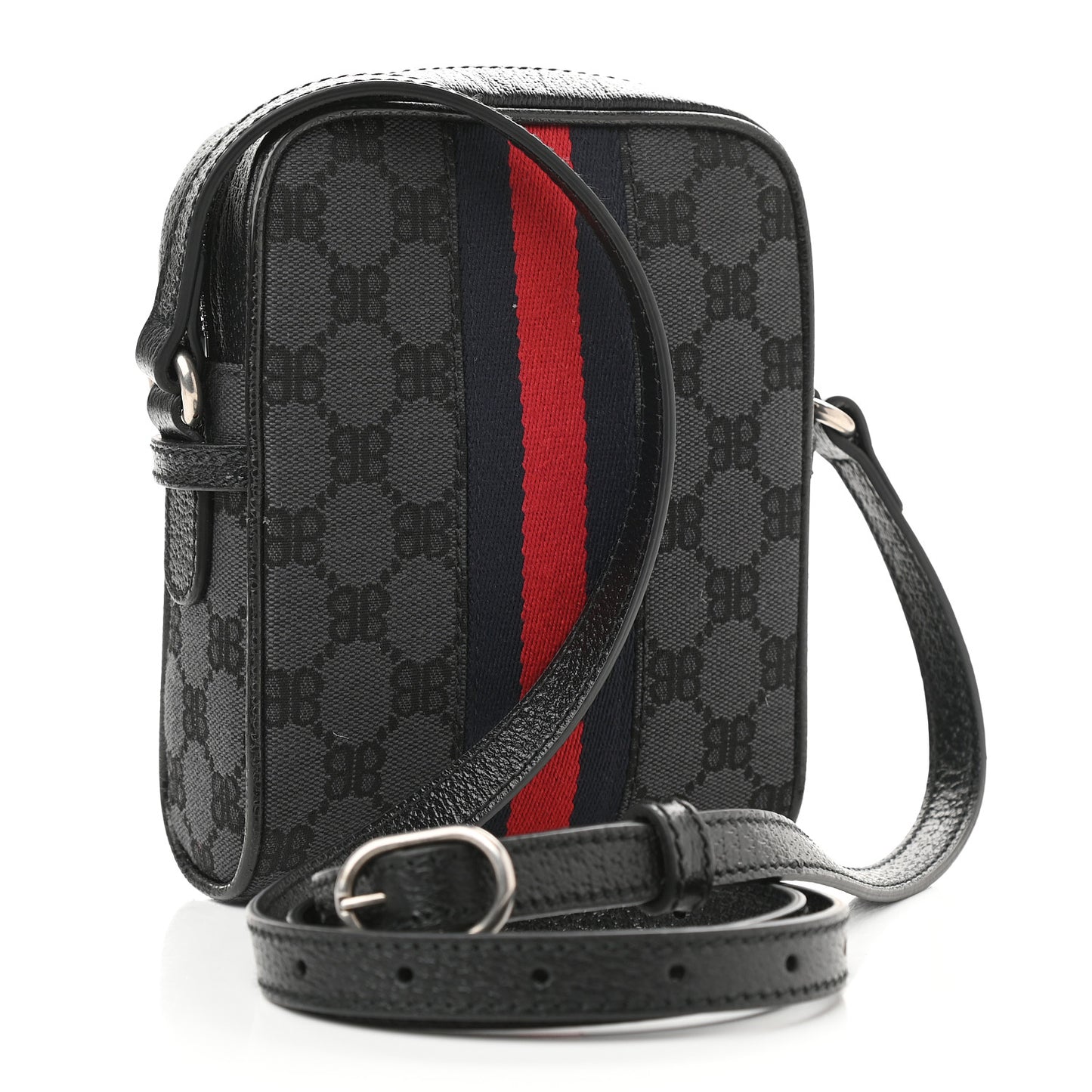 X BALENCIAGA BB Monogram Web Mini Ophidia Messenger Black