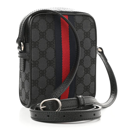 Gucci X BALENCIAGA BB Monogram Web Mini Ophidia Messenger Black 3 of 9