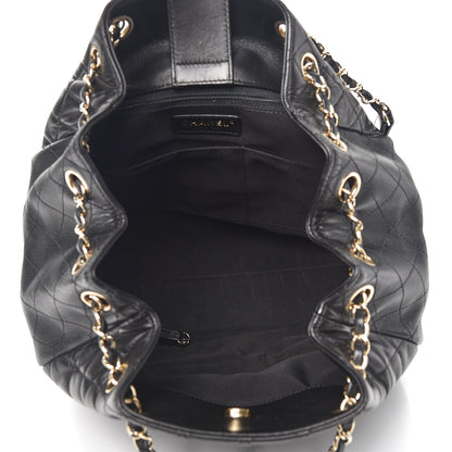 Chanel Lambskin Quilted Large Drawstring Bag Black 5 of 13