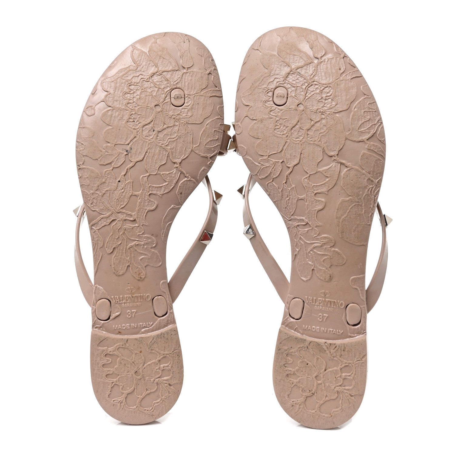 Valentino Garavani PVC Jelly Rockstud Bow Thong Sandals 37 Poudre 5 of 7
