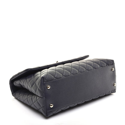 Chanel Caviar Quilted Medium Coco Handle Flap Navy Blue 4 of 9
