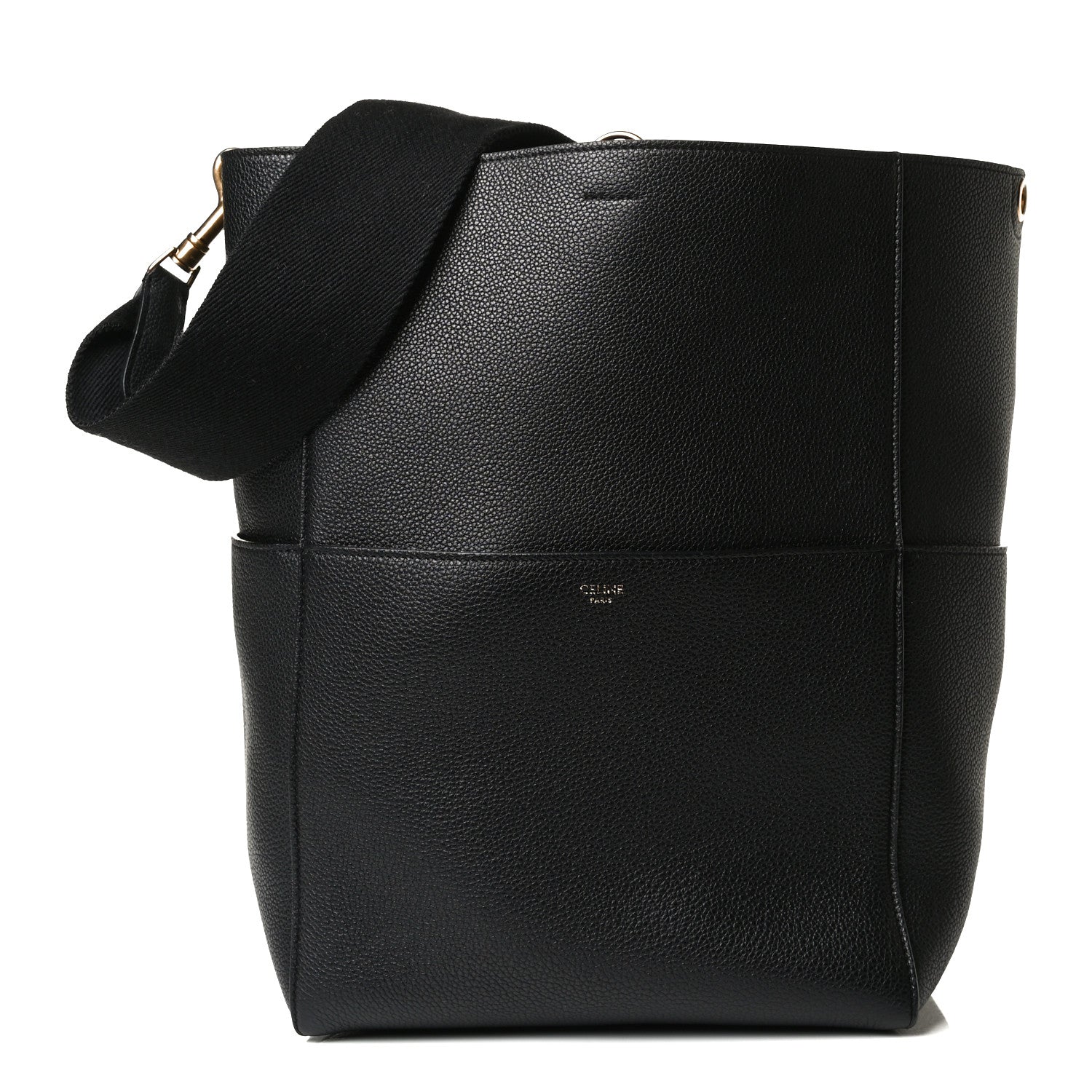 Celine Soft Grained Calfskin Sangle Bucket Bag Black 1 of 11