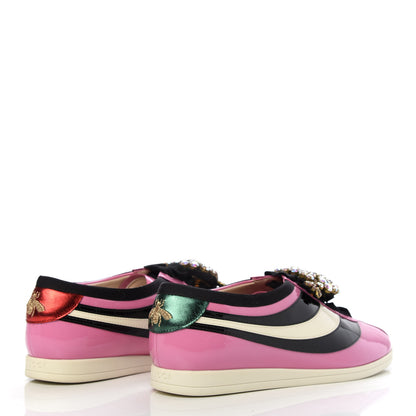 Gucci Patent Calfskin Crystal Womens Web Falacer Sneakers 39 Pink 4 of 11