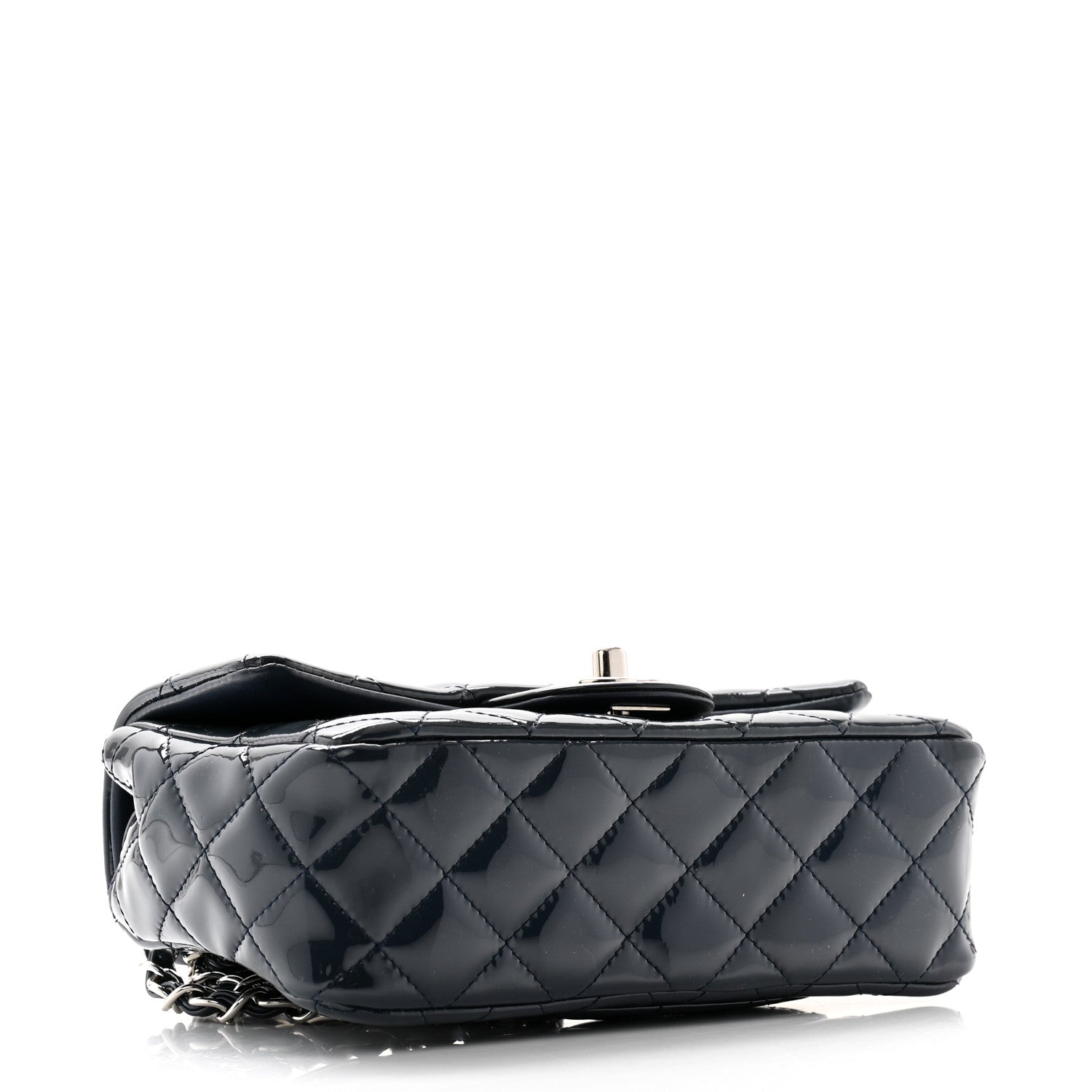 Chanel Patent Calfskin Quilted Mini Rectangular Flap Navy Blue 4 of 11
