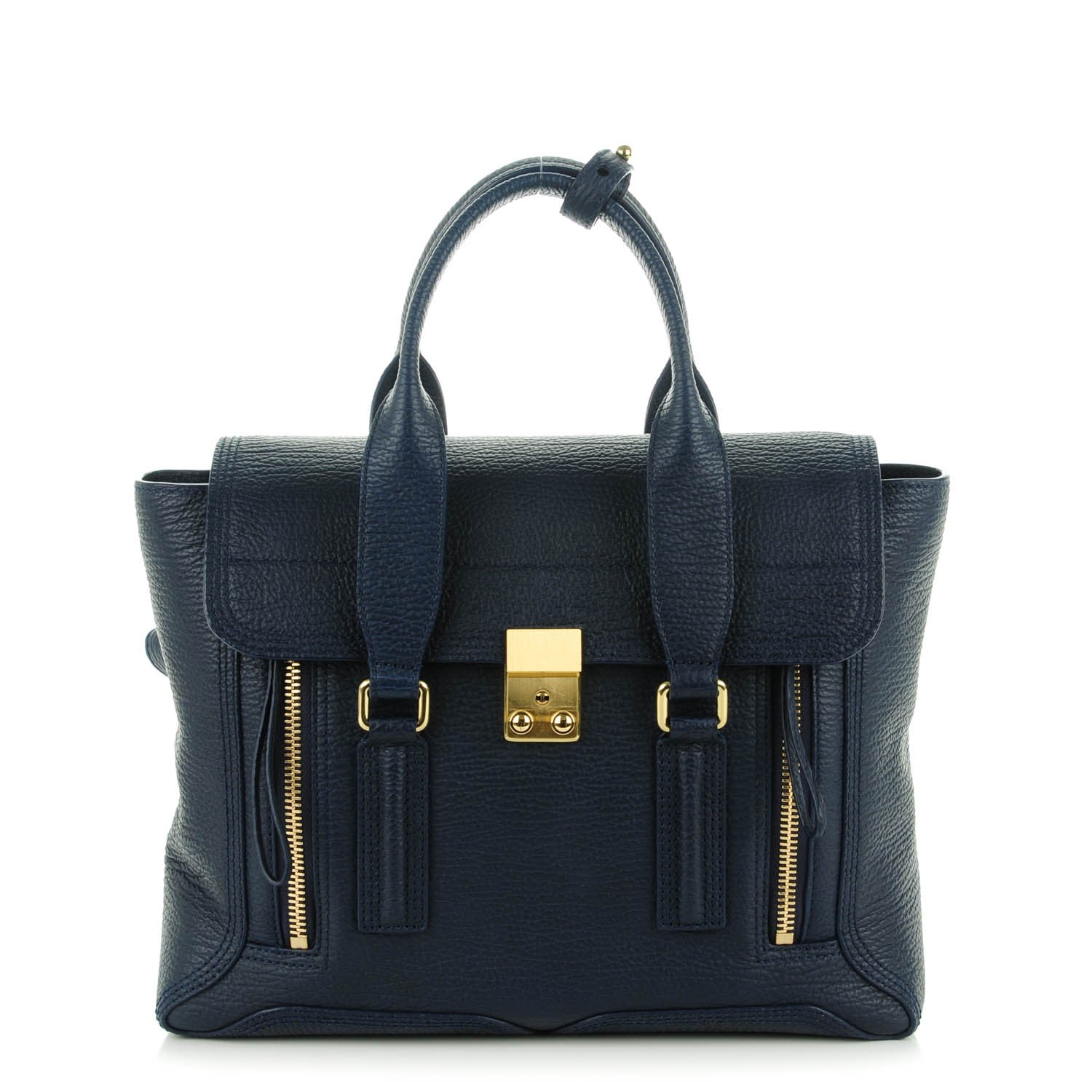 3.1 Phillip Lim 3.1 Textured Calfskin Medium Pashli Satchel Ink 1 of 7