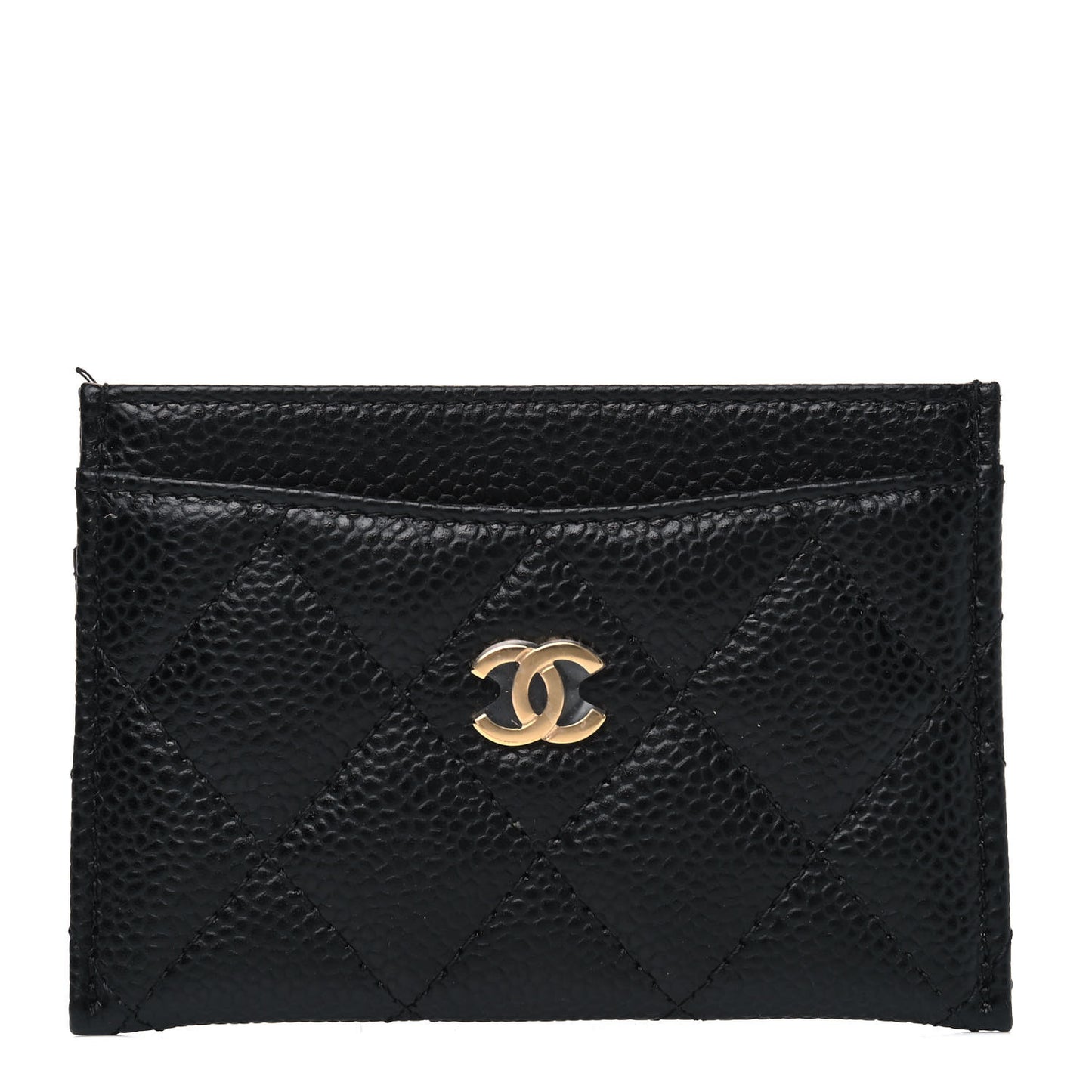 Caviar Quilted Card Holder Black