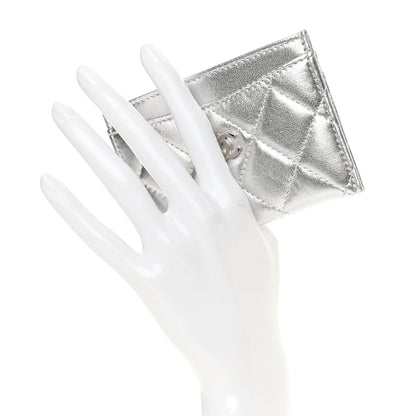 Chanel Metallic Lambskin Quilted Card Holder Silver 2 of 8