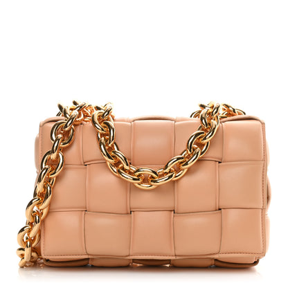 Bottega Veneta Lambskin Maxi Intreccio Padded Chain Cassette Crossbody Bag Almond 1 of 17
