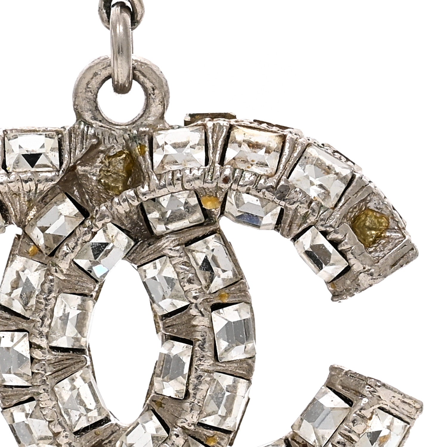 Chanel Baguette Crystal CC Drop Earrings Silver 4 of 4