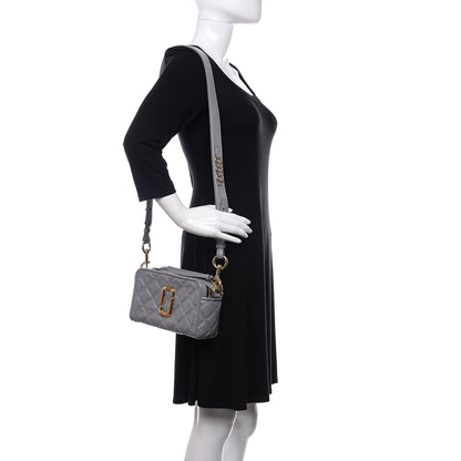 Marc Jacobs Natural Grain Calfskin Quilted The Softshot 21 Bag Grey 2 of 12